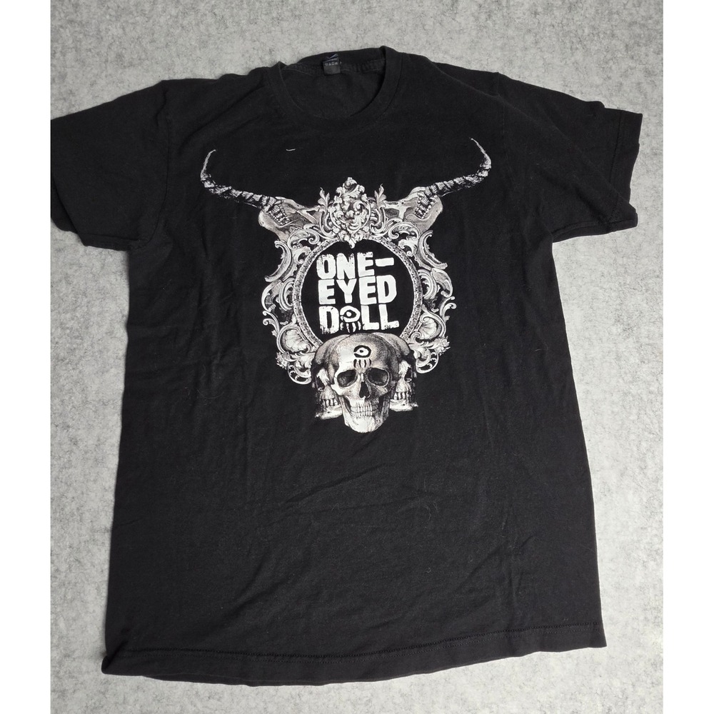 One-Eyed Doll Band Shirt Mens Medium Black Skull Graphic Punk Rock Tee